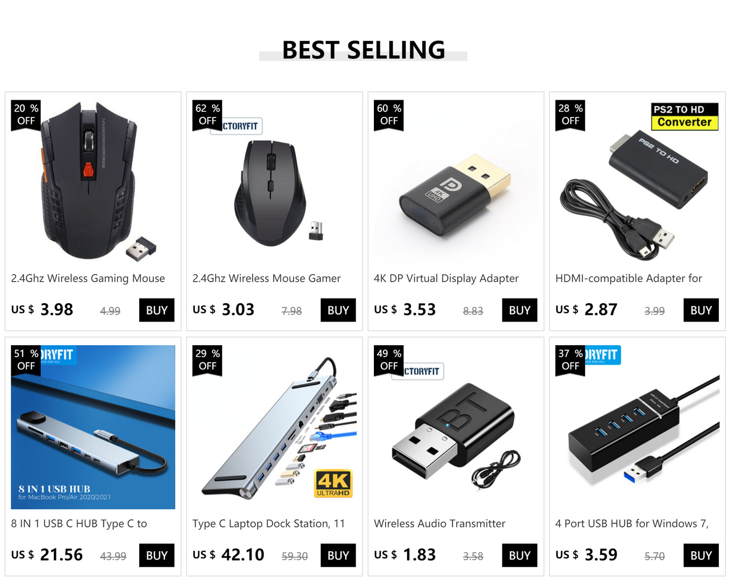 BARGAIN 2.4Ghz Gaming Wireless Mouse With USB Receiver 1000-1600 Adjustable DPI PC Computer Gaming Mouse