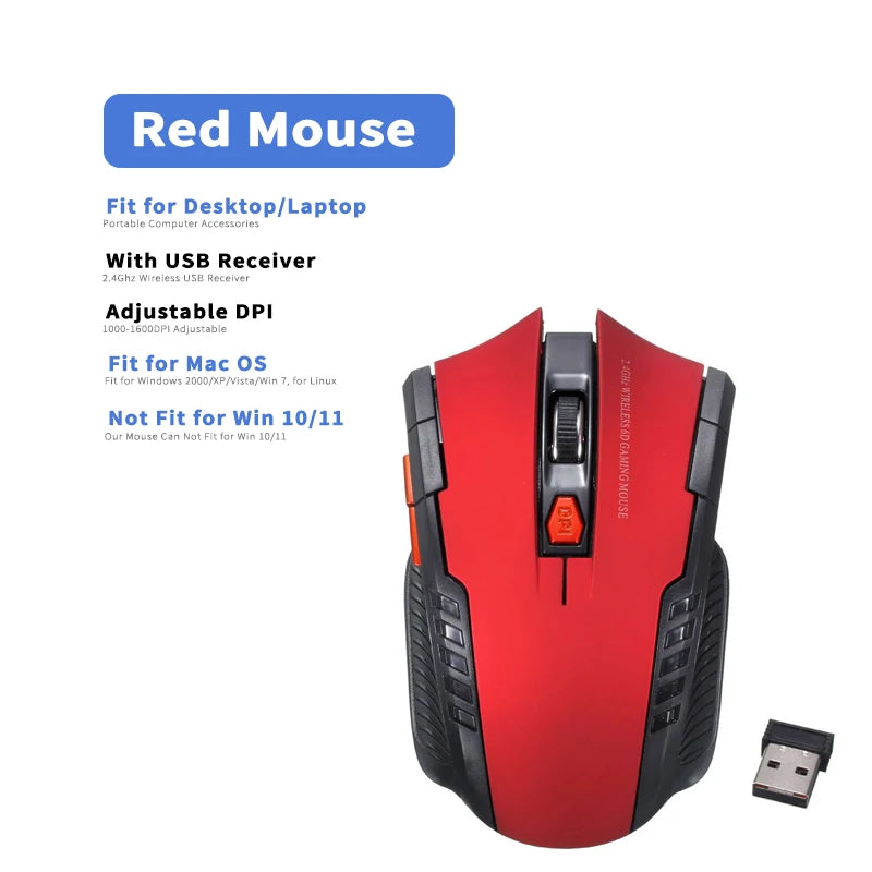 BARGAIN 2.4Ghz Gaming Wireless Mouse With USB Receiver 1000-1600 Adjustable DPI PC Computer Gaming Mouse