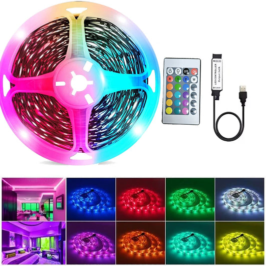 RGBLED strip, suitable for bedroom, intelligent color-changing light with remote control, adjustable color and brightness, flash