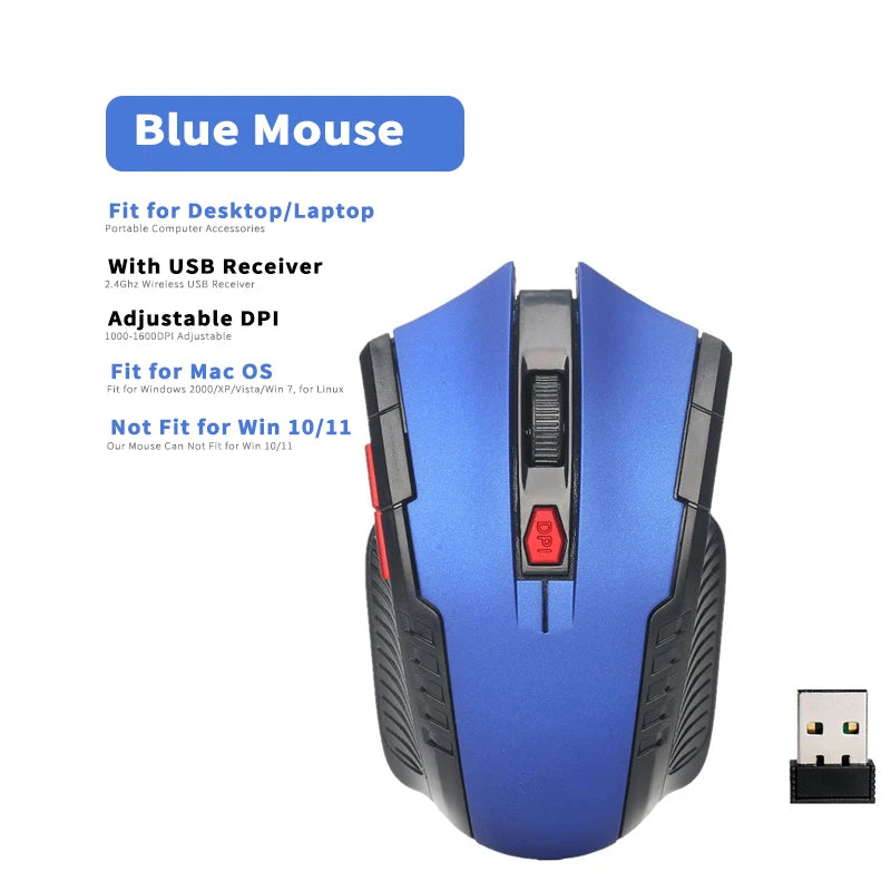 BARGAIN 2.4Ghz Gaming Wireless Mouse With USB Receiver 1000-1600 Adjustable DPI PC Computer Gaming Mouse