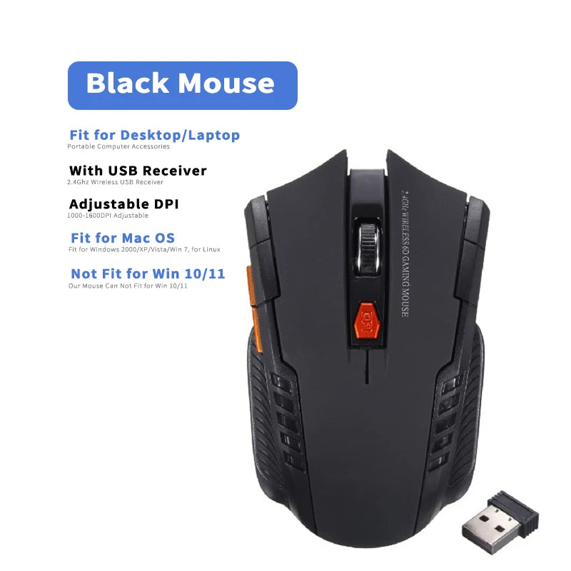 BARGAIN 2.4Ghz Gaming Wireless Mouse With USB Receiver 1000-1600 Adjustable DPI PC Computer Gaming Mouse